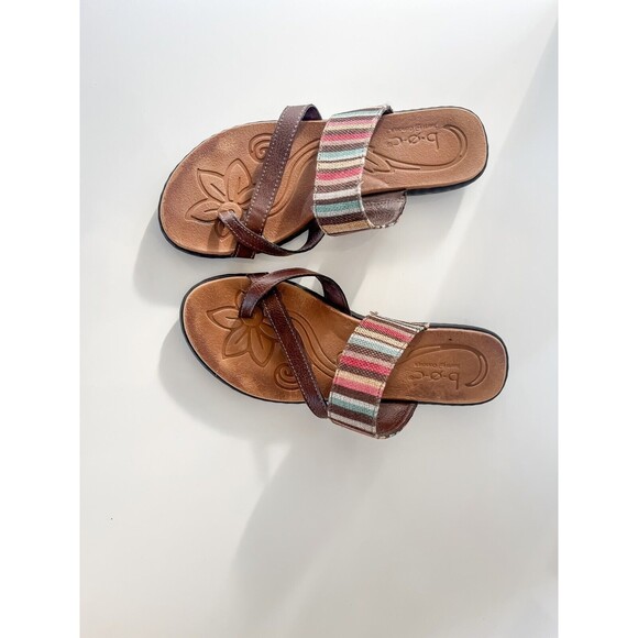 B.O.C. Gould Stripe Sandals Brown Size 9M Multicolor Stripe Strap Bohemian - Picture 6 of 7
